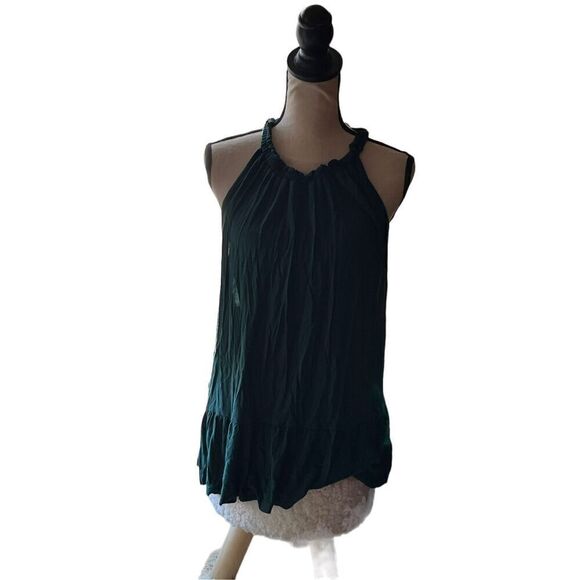Hunter Green Sleeveless Top Size Large Flowy Top - Picture 1 of 4